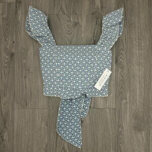 Blue floral tie front crop top #croptop